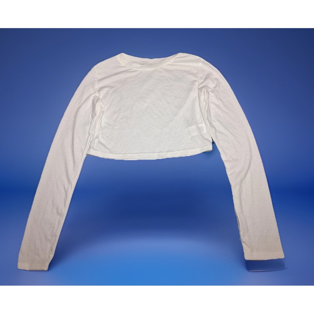 Dazy by Shein Women's Cropped Long Sleeve Top  Basic White Casual Size L